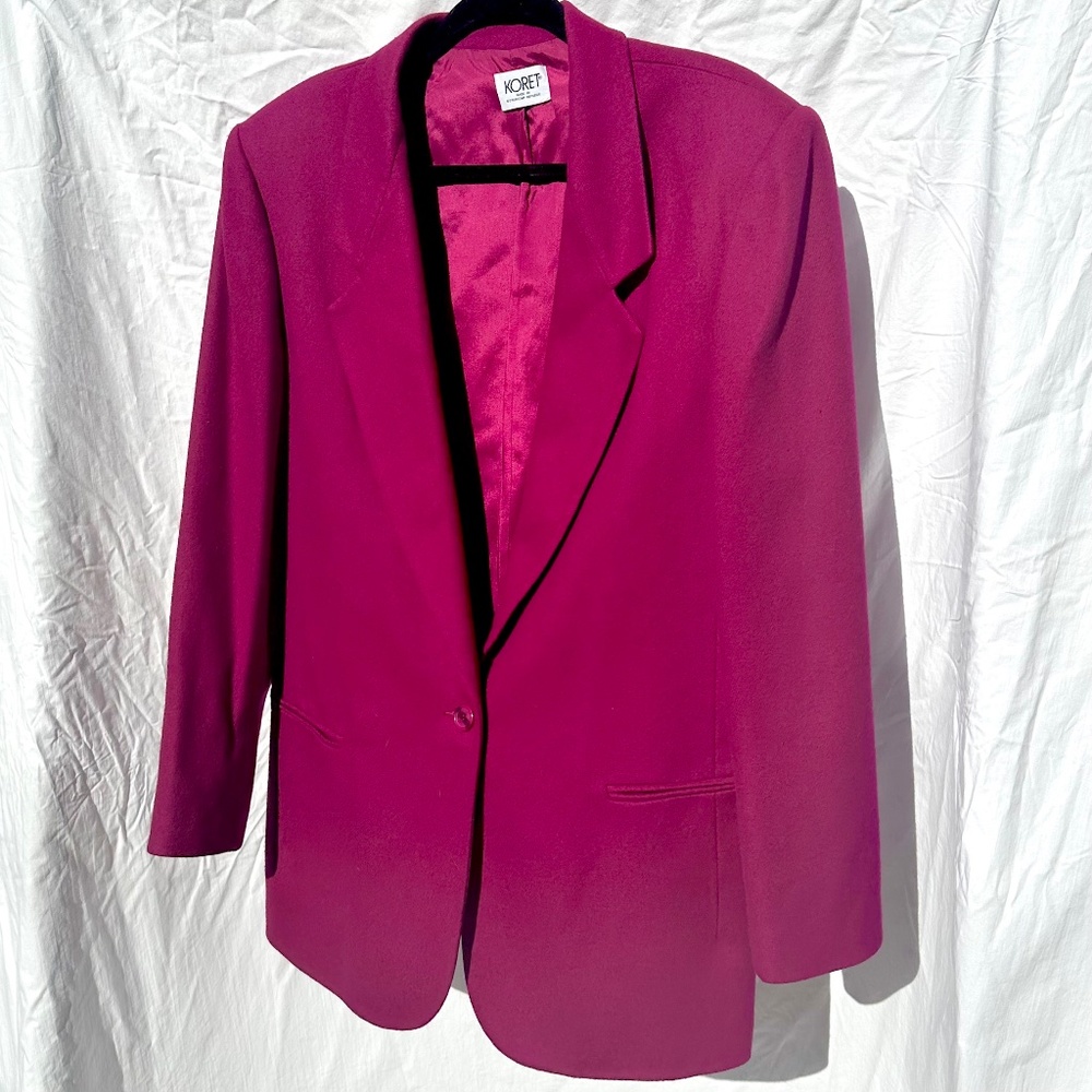 100% Merino Wool Plum Purple Over Sized Blazer with Front Pockets